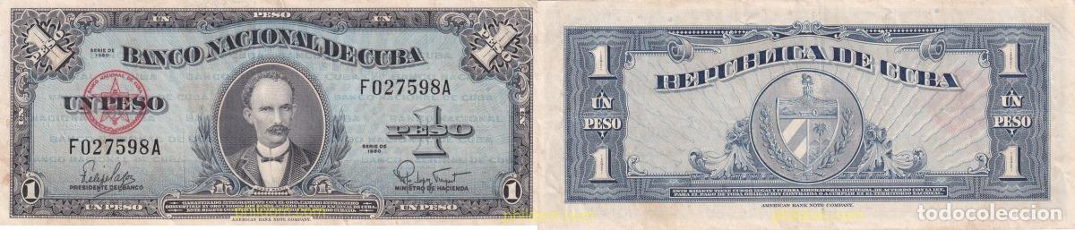 Billetes extranjeros: 1643 CUBA 1960 BILLETE CUBA 1 PESOS 1960 JOSE MARTI