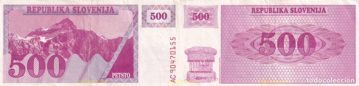 Internationale Banknoten: 1828 ESLOVENIA 1990 SLOVENIA 500 TOLARJEV 1990 SLOVENIJE