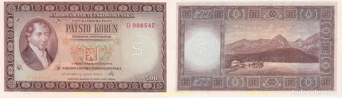 Internationale Banknoten: 1898 CHECOSLOVAQUIA 1946 500 KORUN 1946 SPECIMEN S