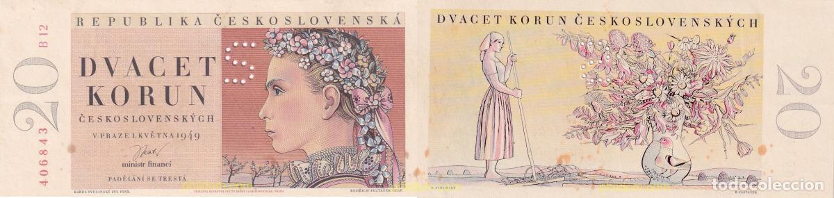 Internationale Banknoten: 1904 CHECOSLOVAQUIA 1949 20 KORUN 1949 SPECIMEN CZECHOSLOVAKIA
