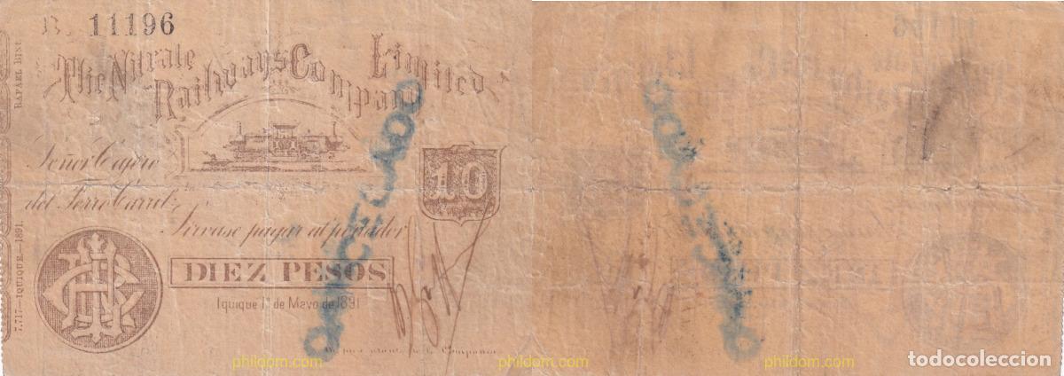 Internationale Banknoten: 1927 CHILE 1891 CHILE 10 PESOS 1891