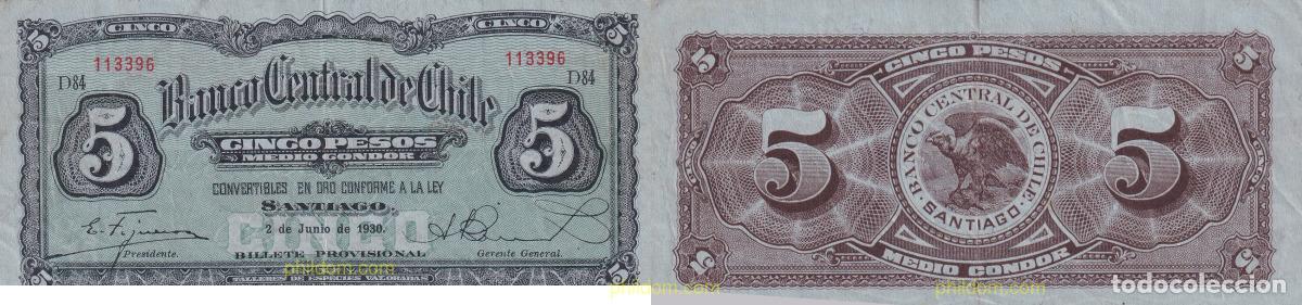 Internationale Banknoten: 1936 CHILE 1930 CHILE 5 PESOS 1930
