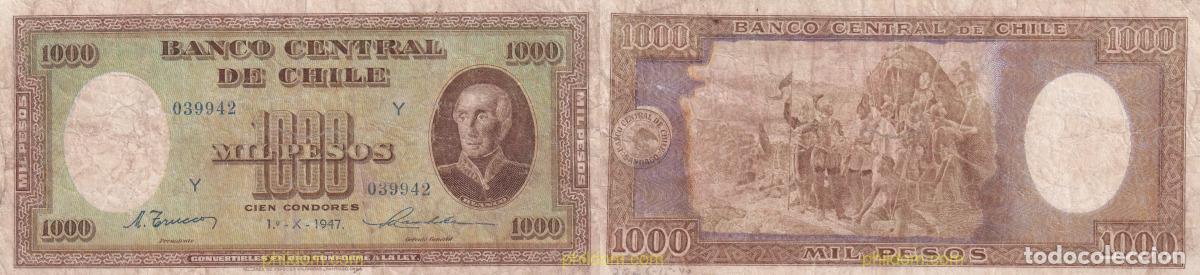 Internationale Banknoten: 1944 CHILE 1947 CHILE 1000 PESOS 1947 100 CONDORES