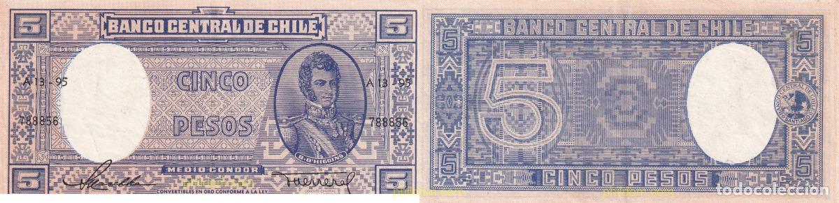 Internationale Banknoten: 1950 CHILE 1958 CHILE 5 PESOS 1958 - 1959