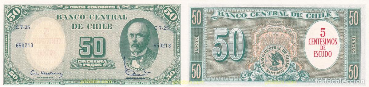 Internationale Banknoten: 1952 CHILE 1960 CHILE 50 PESOS 1960