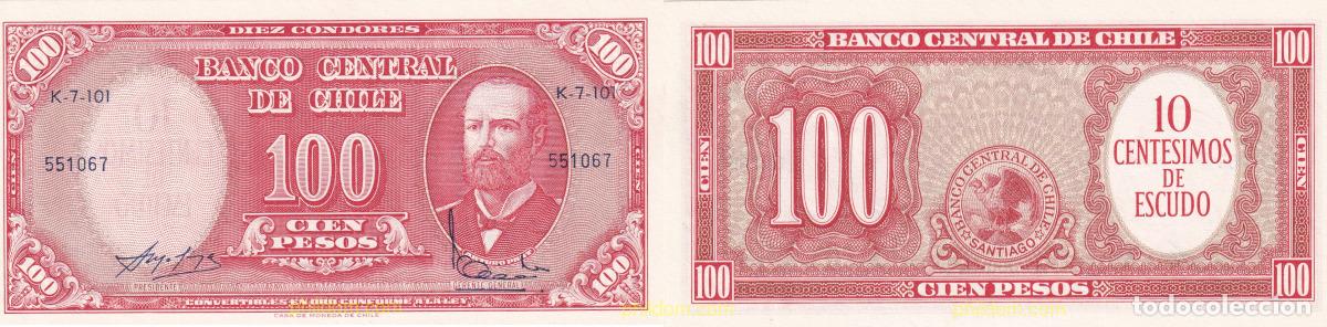 Internationale Banknoten: 1953 CHILE 1960 CHILE 100 PESOS 1960