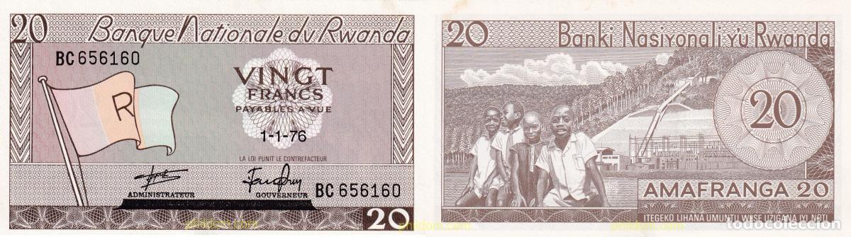 Internationale Banknoten: 1978 RUANDA 1976 RWANDA 1976 20 FRANCS