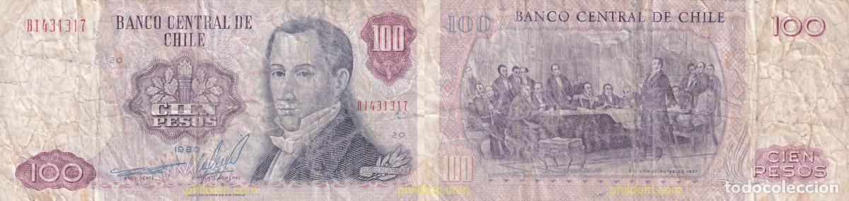 Internationale Banknoten: 1973 CHILE 1980 CHILE 100 PESOS 1980
