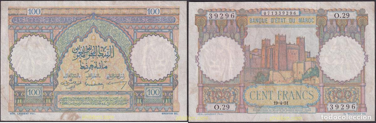 International Banknotes: 2221 MARRUECOS 1951 MAROC 100 DIRHAMS 1951