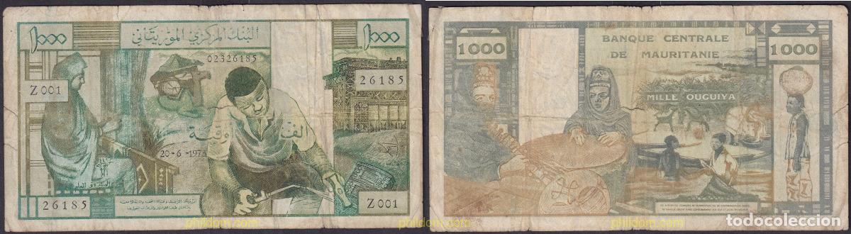 Billetes extranjeros: 2242 MAURITANIA 1973 MAURITANIA 1000 OUGUIYA 1973