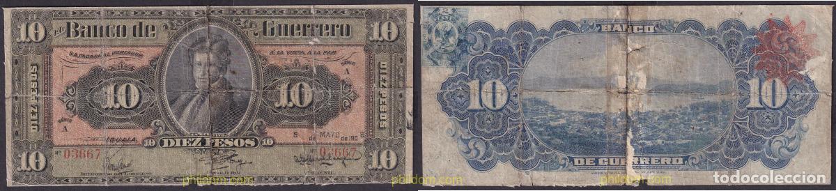 Billetes extranjeros: 2274 MEXICO 1906 MEXICO ANCO DE GUERRERO 10 PESOS 1906