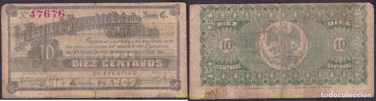 Billetes extranjeros: 2282 MEXICO 1914 MEXICO 10 CENTAVOS SINALOA 1914