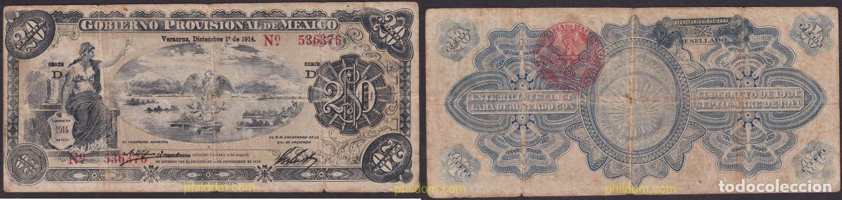 Billetes extranjeros: 2320 MEXICO 1914 MEXICO GOBIERNO PROVISIONAL 20 PESOS 1914