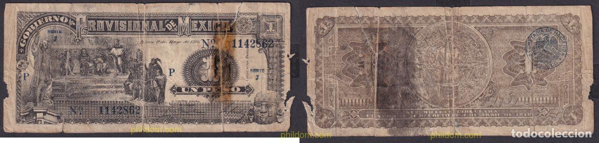 Billetes extranjeros: 2323 MEXICO 1916 MEXICO REVOLUCION 1 PESO 1916