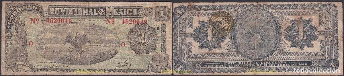 Billetes extranjeros: 2324 MEXICO 1916 MEXICO REVOLUCION 1 PESO 1916
