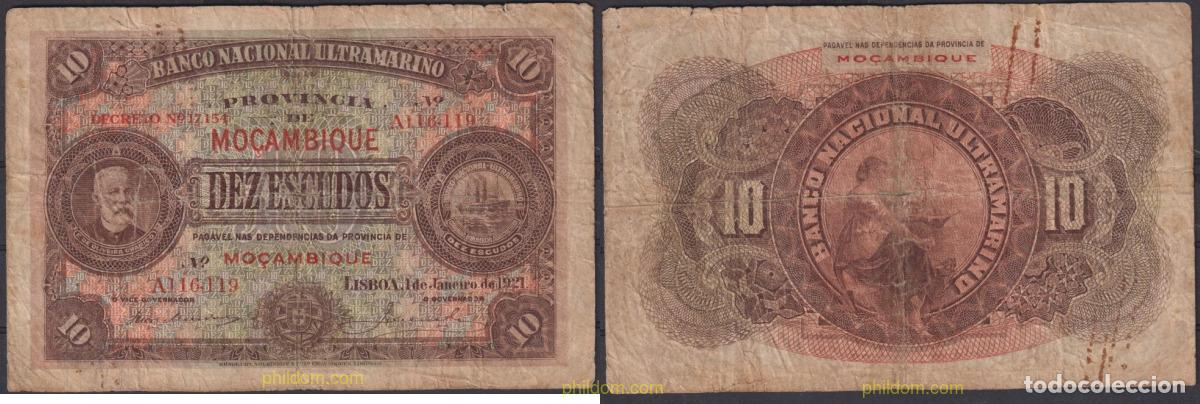 Billetes extranjeros: 2430 MOZAMBIQUE 1921 MOZAMBIQUE 10 ESCUDOS 1921