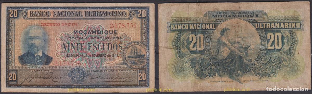Billetes extranjeros: 2436 MOZAMBIQUE 1941 MOZAMBIQUE 20 ESCUDOS 1941
