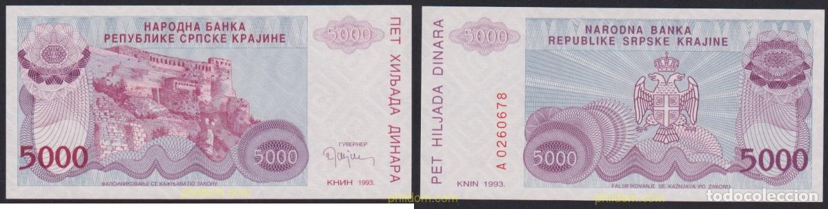 Billetes extranjeros: 2714 SERBIA 1993 KRAJINA 5000 DINARA 1993