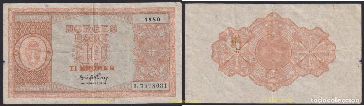 Banconote internazionali: 2783 NORUEGA 1955 NORWAY NORGES BANK 1955 10 KRONER