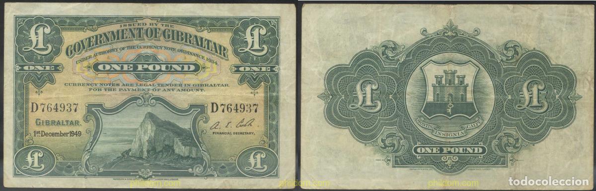 Billetes extranjeros: 2894 GIBRALTAR 1949 GIBRATAR 1 POUND 1949
