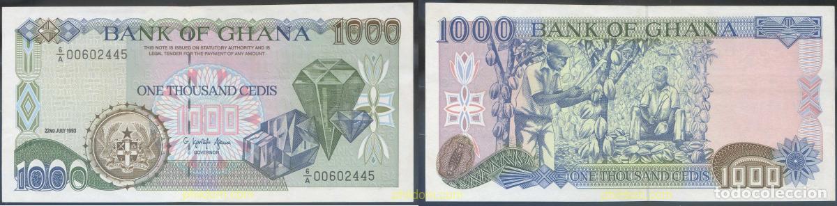 Billetes extranjeros: 2887 GHANA 1993 GHANA 1000 CEDIS 1993