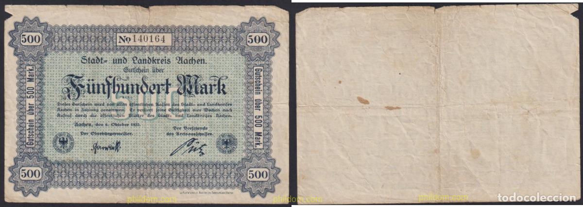 Billets internationaux: 3042 ALEMANIA 1923 GERMANY 500 MARK 1923 WACHEN
