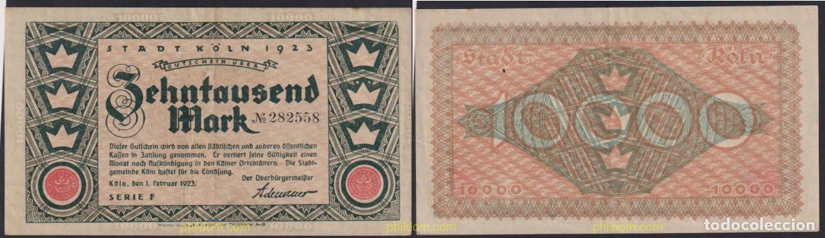 Billets internationaux: 3038 ALEMANIA 1923 GERMANY 10000 MARK GUTSCHEIN 1923
