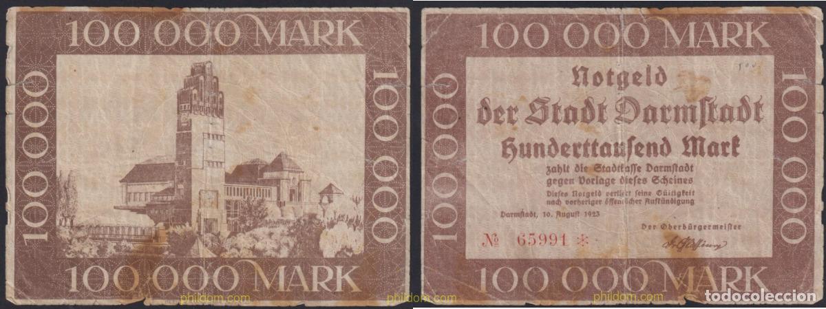 Billets internationaux: 3044 ALEMANIA 1923 GERMANY 100000 MARK 1923 DARMFTADT