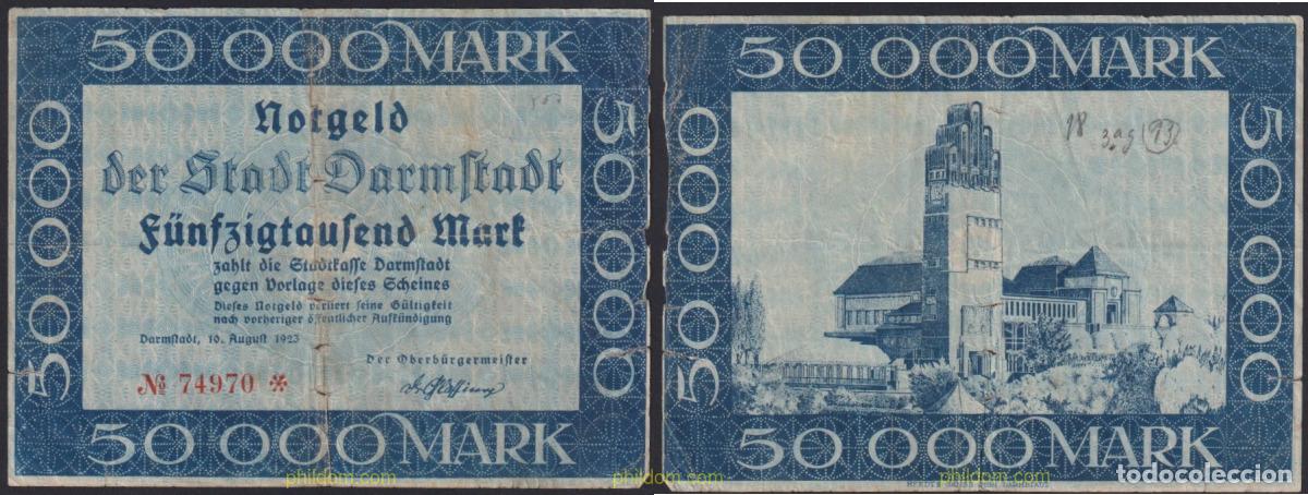 Billets internationaux: 3043 ALEMANIA 1923 GERMANY 50000 MARK1923 DARMSTADT