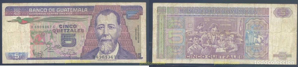 International Banknotes: 3078 GUATEMALA 1987 GUATEMALA 5 QUETZALES 1987