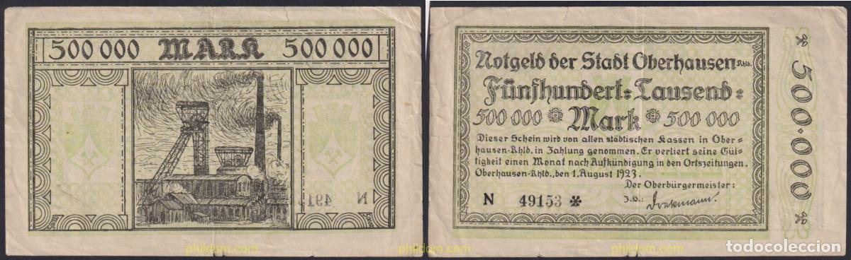International Banknotes: 3138 ALEMANIA 1923 GERMANY 500.000 MARK 1923 OBERHAUSEN