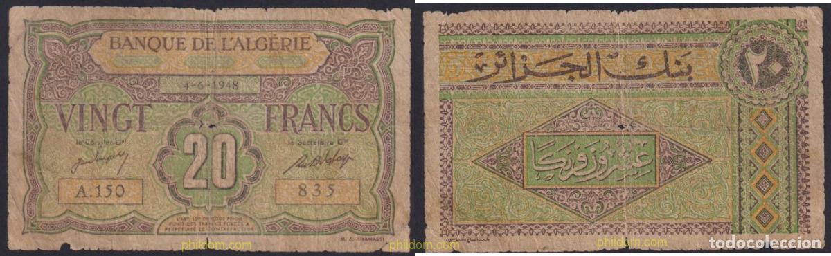 Billets internationaux: 3164 ARGELIA 1948 ALGERIE 20 FRANCS 1948