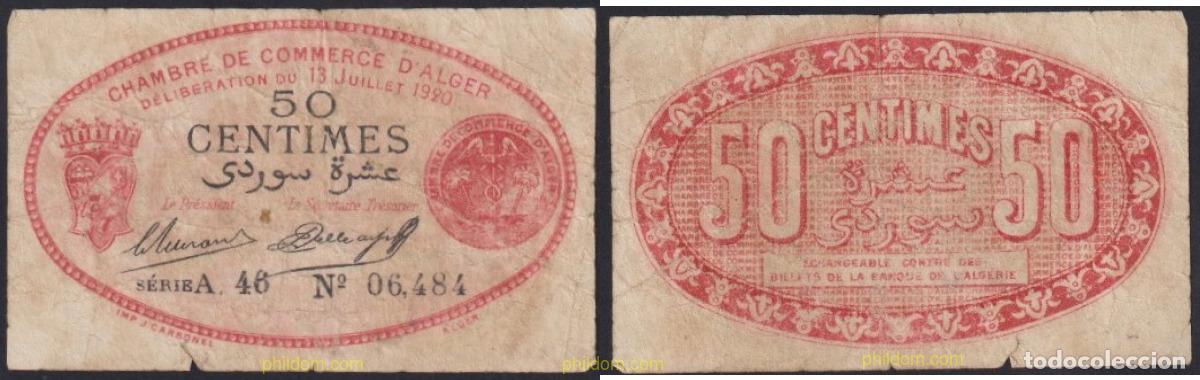 Billets internationaux: 3248 ARGELIA 1920 ALGERIE 50 CENTIMES 1920