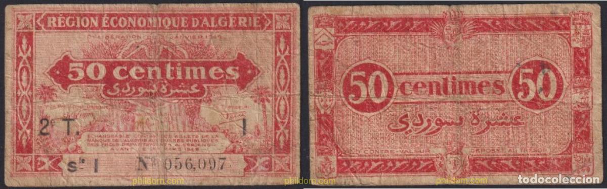 Billets internationaux: 3249 ARGELIA 1949 ALGERIE 50 CENTIMES 1949