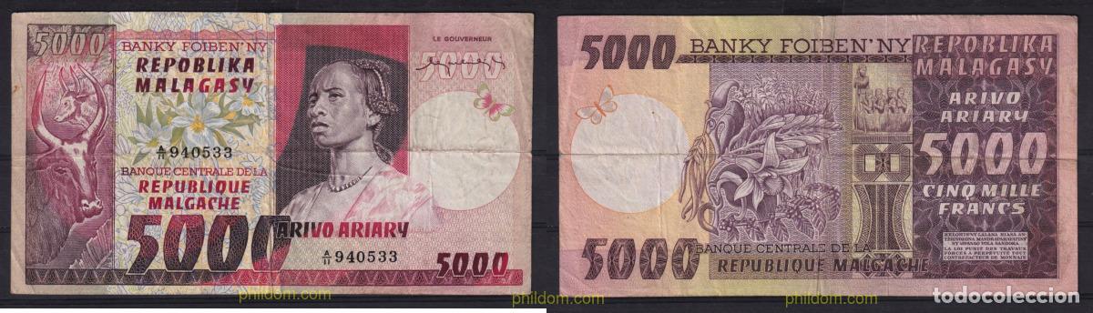 Internationale Banknoten: 3406 MADAGASCAR 1974 MADAGASCAR 5000 FRANCS 1974 -1975