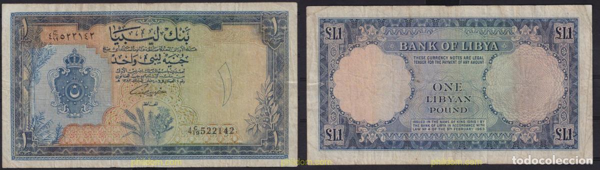 Internationale Banknoten: 3443 LIBIA 1963 LIBYA 1 LYBIAN POUND 1963