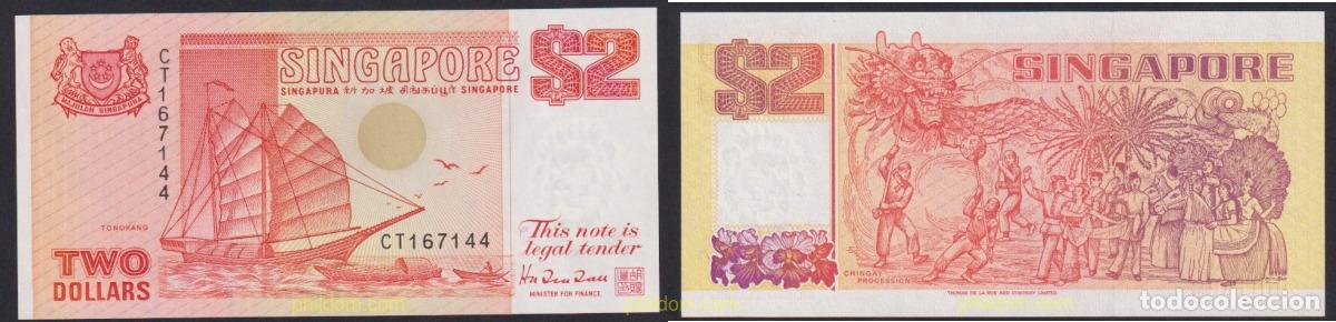 Internationale Banknoten: 3517 SINGAPUR 1992 SINGAPORE 2 DOLLARS 1992