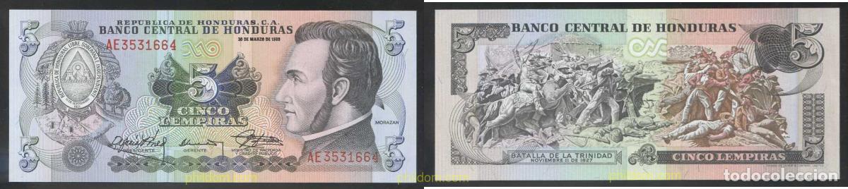 Billetes extranjeros: 3561 HONDURAS 1989 HONDURAS 5 LEMPIRAS 1989