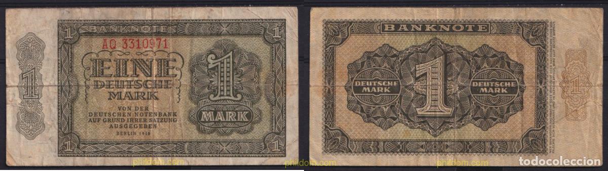 Notas Internacionais: 3711 ALEMANIA DEMOCRATICA 1948 GERMANY DEMOCRATIC REPUBLIC 1 DEUTSCHE MARK 1948