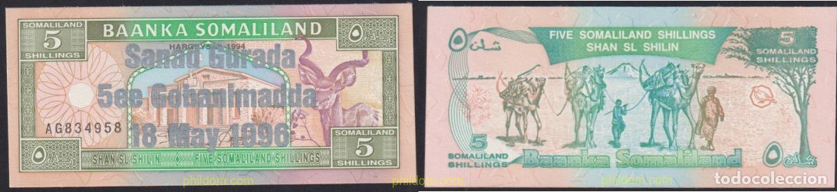 Billetes extranjeros: 3749 SOMALILANDIA 1996 SOMALILAND 5 SHILLINGS 1996 BRONZE 5TH ANNIVERSARY OF INDEPENDENCE 18 MAY 19