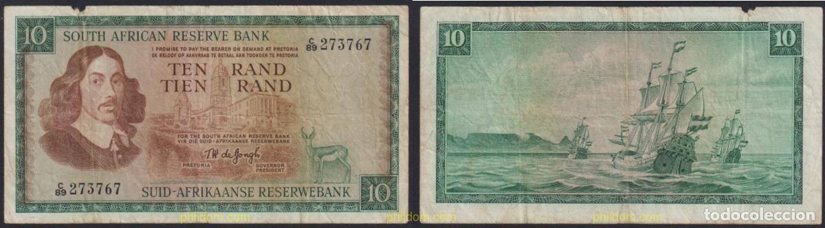Billetes extranjeros: 3781 SUDAFRICA 1966 SOUTH AFRICAN 10 RAND 1966