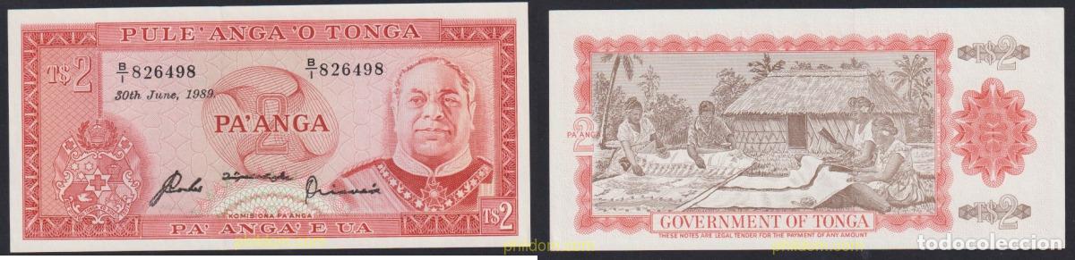 Billetes extranjeros: 4013 TONGA 1989 TONGA 2 PA'ANGA 1989