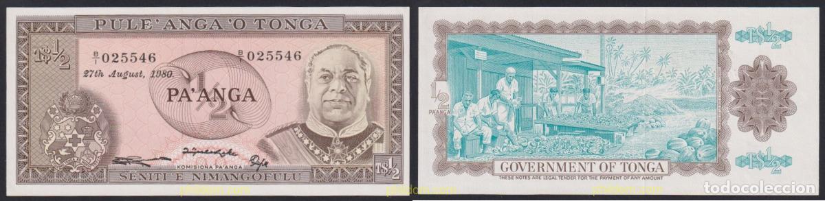 Billetes extranjeros: 4015 TONGA 1980 TONGA 1/2 PA'ANGA 1980