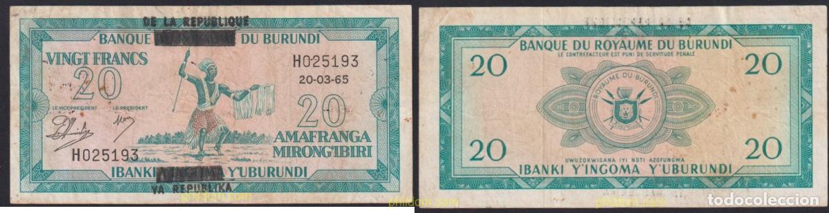 Billetes extranjeros: 4031 BURUNDI 1965 BURUNDI 20 FRANCS 1965