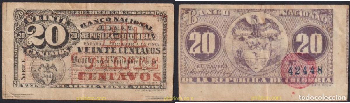 Billets internationaux: 4326 COLOMBIA 1900 COLOMBIA 20 CENTAVOS 1900