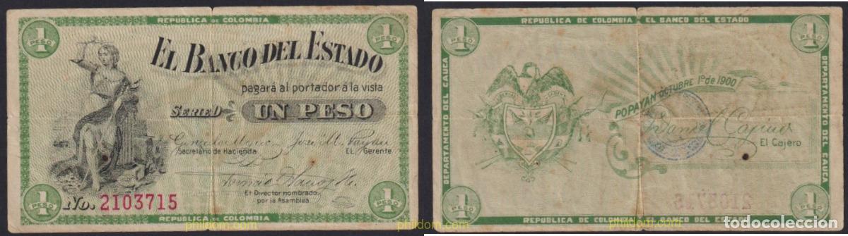 Billets internationaux: 4331 COLOMBIA 1900 COLOMBIA BANCO DE SANTANDER 1 PESO 1900