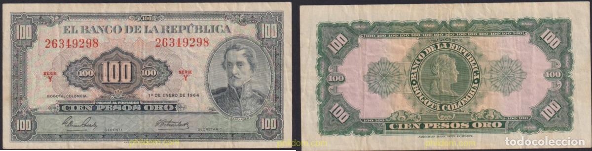 Notas Internacionais: 4374 COLOMBIA 1964 COLOMBIA 100 PESOS 1964
