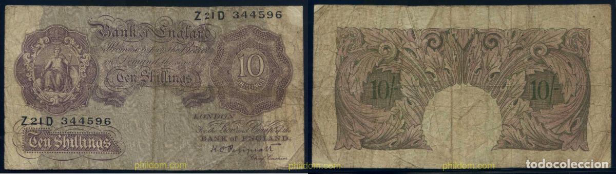 Banconote internazionali: 4654 GRAN BRETA&Ntilde;A 1934 UNITED KINGDOM 10 SHILLINGS 1934