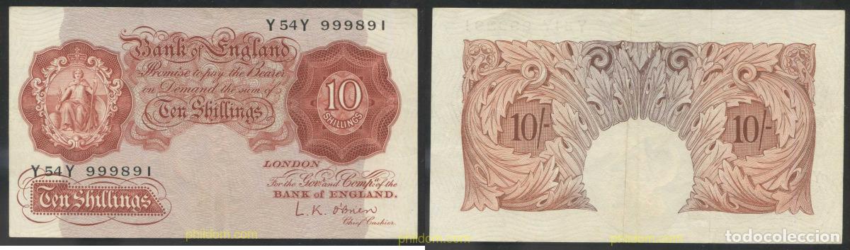 Banconote internazionali: 4656 GRAN BRETA&Ntilde;A 1934 UNITED KINGDOM 10 SHILLINGS 1934