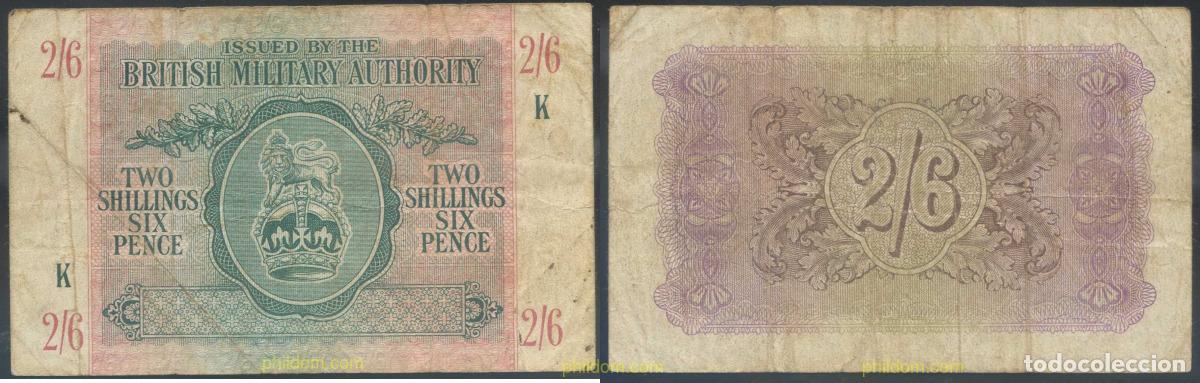 Billetes extranjeros: 4680 GRAN BRETA&Ntilde;A 1943 BRITISH MILITARY AUTHORITY 2/6 SHILLING 1943